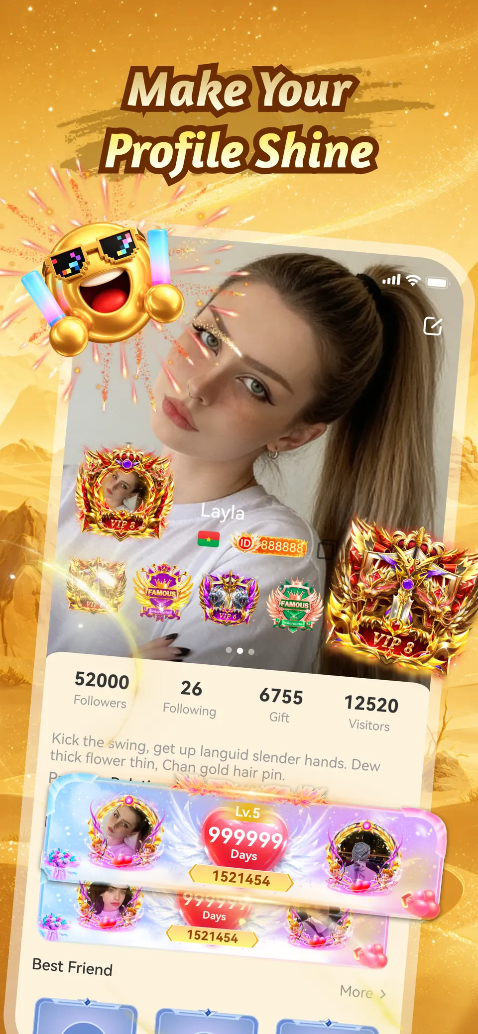 Bishar profile badges, medals and avatar frames